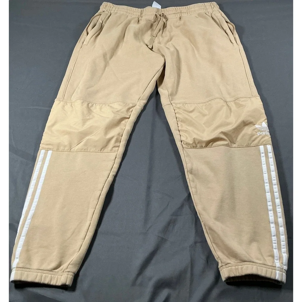 Adidas Parley Mens XL Joggers Tan Beige French Terry Track Pants HN5283